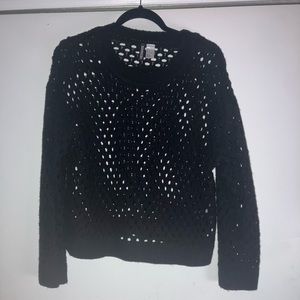 Hole knit hollow sweater